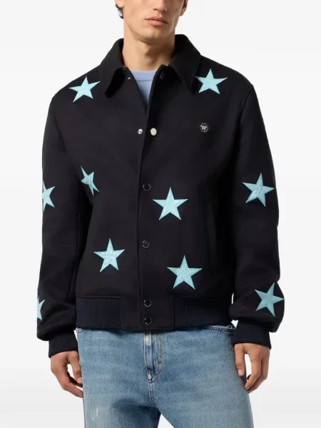 Geacă Philipp Plein de lână cu imagine negru
