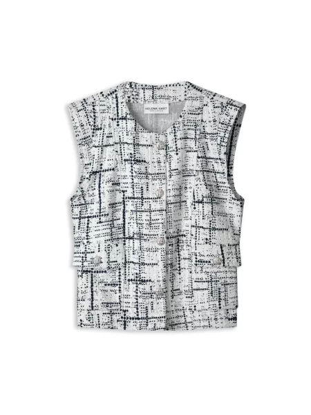 Lniana kamizelka Helena Hart elegancka niebieska