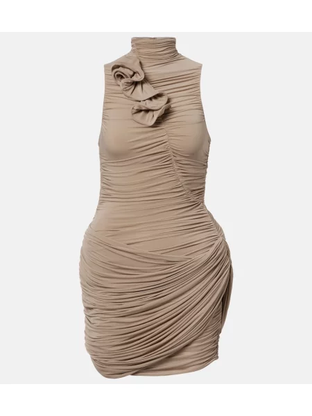 Rochie Magda Butrym cu model floral cu volane bej
