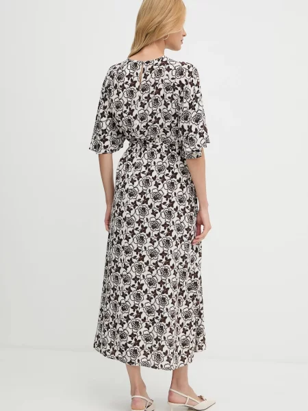 Sukienka o dopasowanym kroju z jedwabiu model ‘VARESE’ Weekend Max Mara brązowa