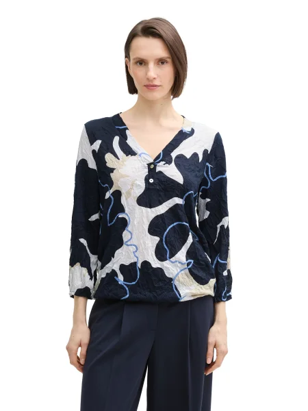 TOM TAILOR Bluza bež / modra bela