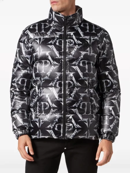 Kurtka Philipp Plein z nadrukiem ocieplana czarna