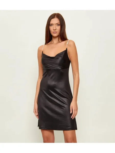 Versace Jeans Couture De satin rochie FLUIDO SHINY negru