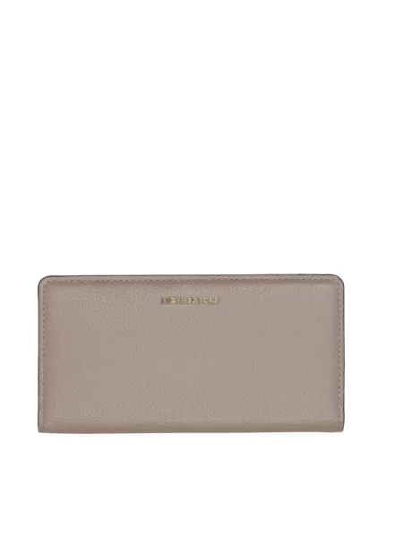 Portfel Michael Kors skórzany zapinany na zatrzaski brązowy