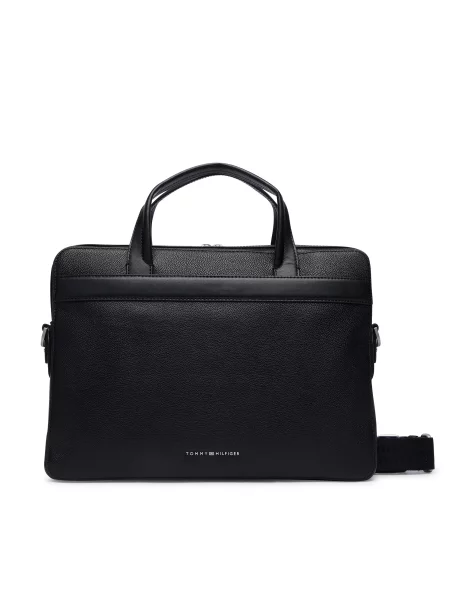 Torba za laptop Tommy Hilfiger Th Business Leather Computer Bag crna