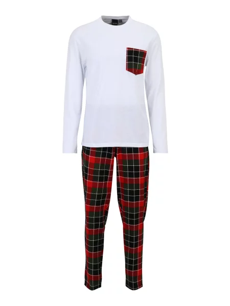 Only & Sons Dolga pižama temno zelena / rdeča / črna / naravno bela