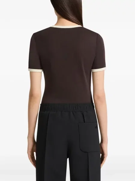 Tricou Courreges cu broderie maro