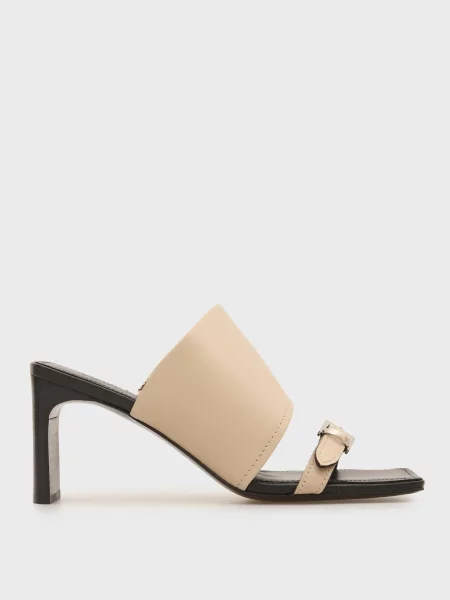 Кожаные мюли Prpy бежевые