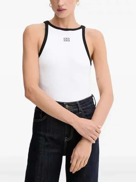 Top Gestuz fără mâneci alb