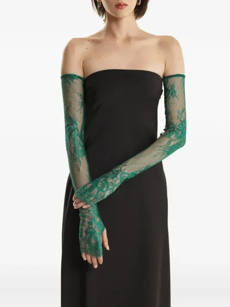 Mănuși 2310 Studio cu model floral din dantelă verde