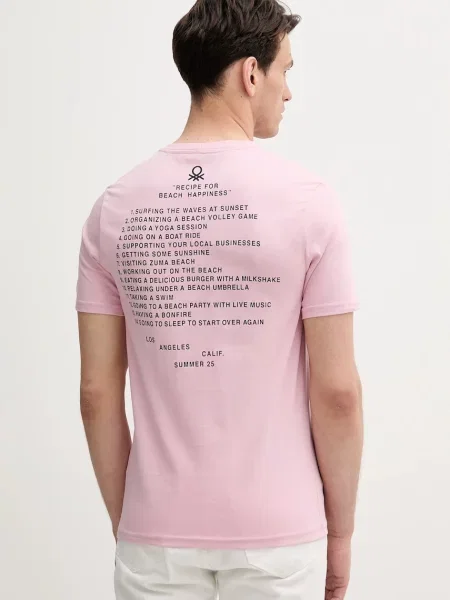 Футболка United Colors Of Benetton с принтом розовая