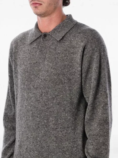 Tricou polo Auralee din cașmir gri