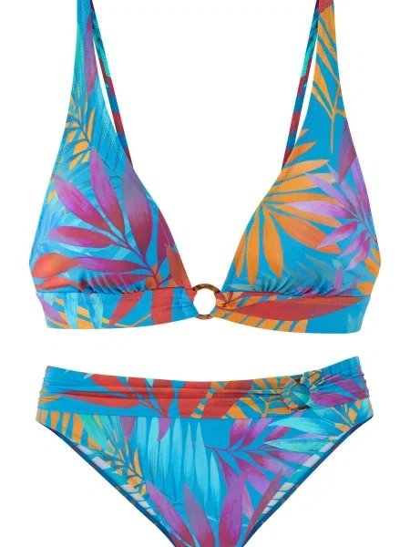 LASCANA Costum de baie două piese albastru / mov deschis / portocaliu roșu
