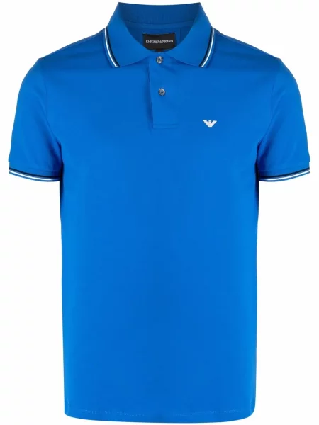 Tricou polo Emporio Armani cu broderie albastru