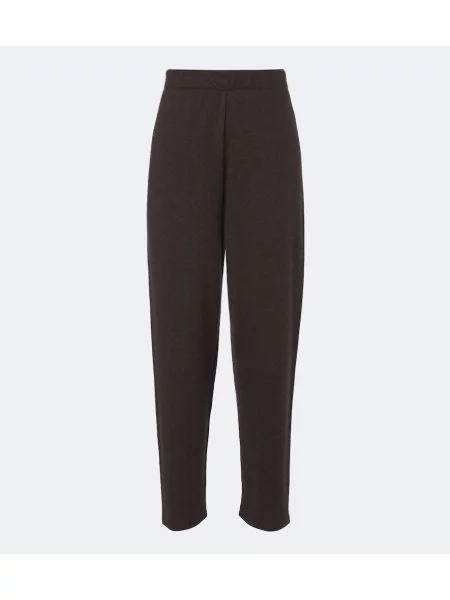 Pantaloni The Row din cașmir maro