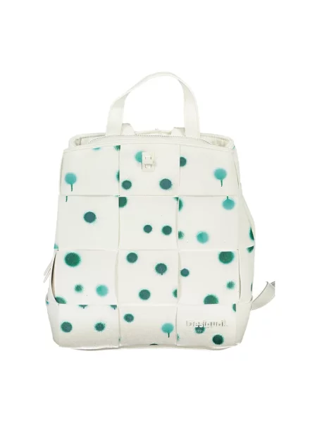 Lniany plecak Desigual w grochy biały