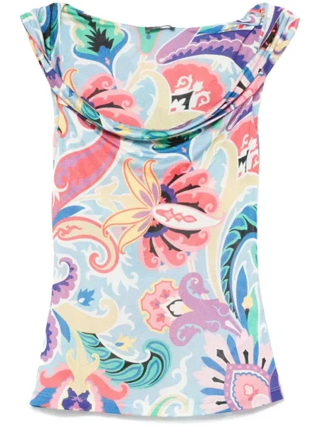 Top Etro cu imagine cu model paisley albastru