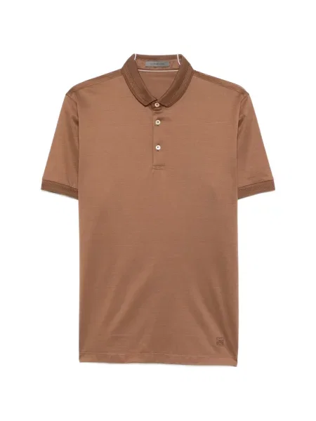 Polo Corneliani scurt maro