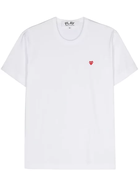 Tricou Comme Des Garcons Play cu motiv cu inimi alb