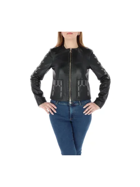 Kurtka skórzana Patrizia Pepe czarna