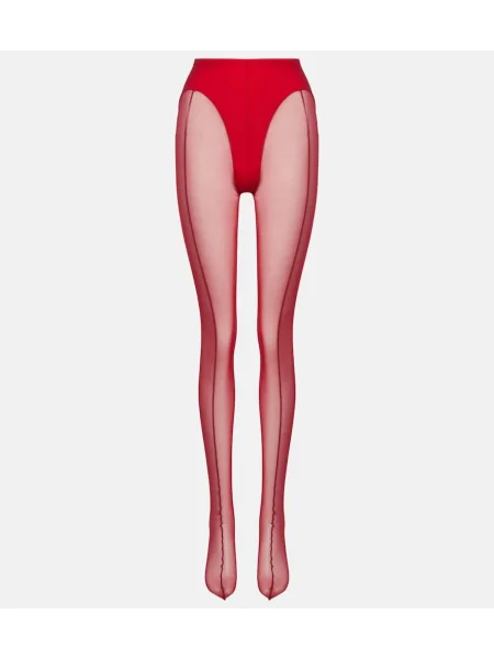 Dresuri Mugler transparente din tul roșu