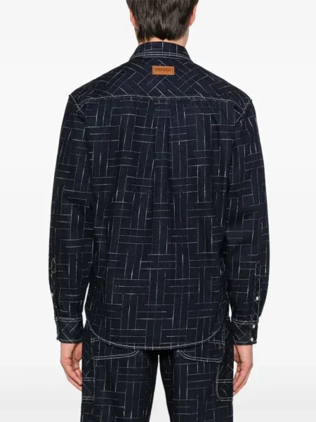 Cămașă Kenzo cu imprimeu geometric albastru