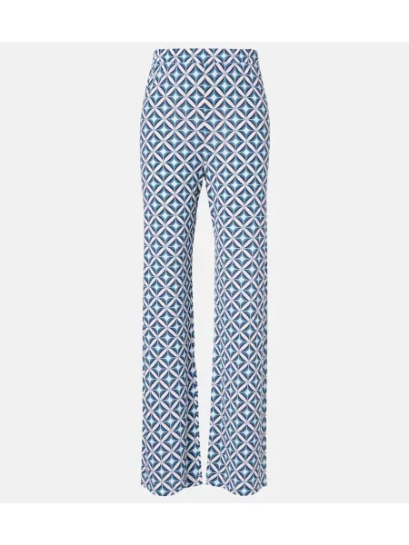 Pantaloni Max Mara cu imagine cu picior lat alb