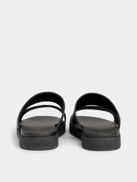 Кожаные шлепанцы Calvin Klein с ремешками черные
