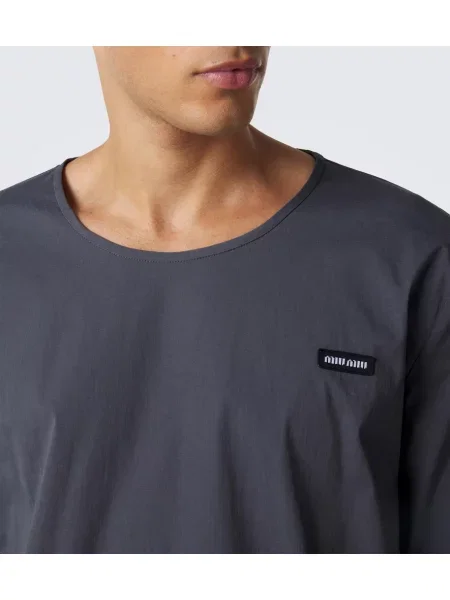 Tricou Miu Miu din poplin gri