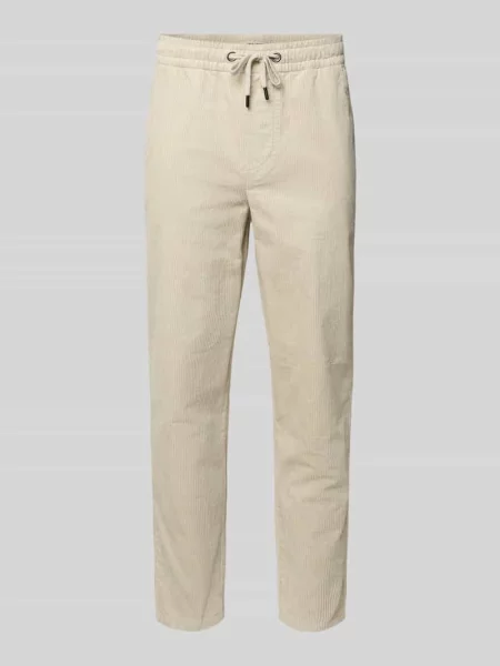 Spodnie sztruksowe o kroju tapered z mieszanki bawełny model ‘LINUS’ Only & Sons beżowe