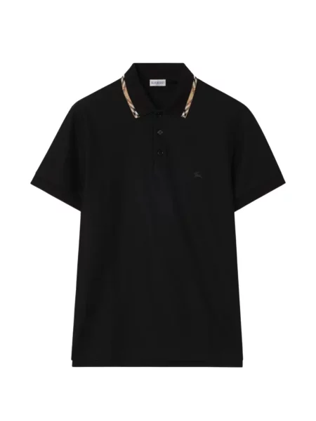 Gulerat tricou polo Burberry în carouri negru