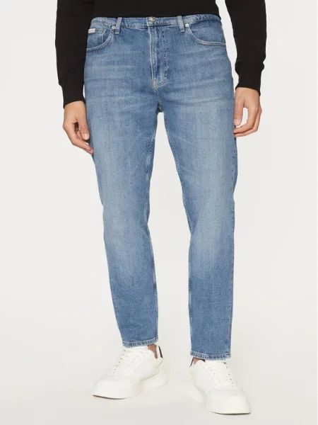 Blugi conici Calvin Klein Jeans albastru