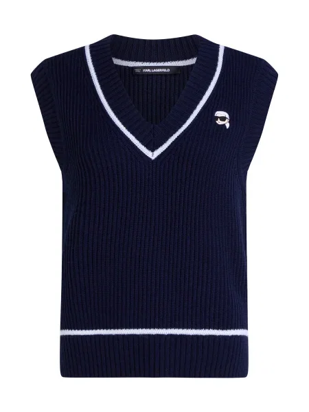 Karl Lagerfeld Vestă tricotată albastru noapte alb