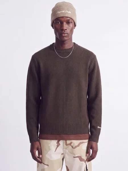 Джемпер JACK & JONES NORREBRO KNIT CREW NECK темно-коричневий бавовна/поліестер/еластан коричневий
