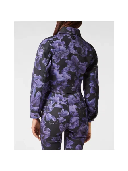 Kurtka jeansowa Philipp Plein z wzorem paisley czarna