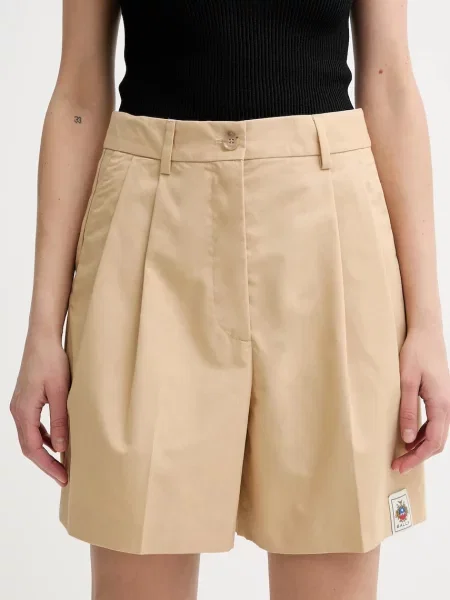 Bally pantaloni scurți uni high waist bej