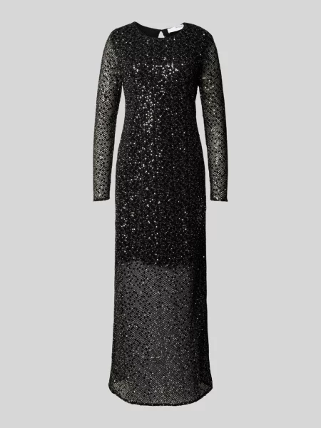 Długa sukienka z cekinowym obszyciem model ‘NOEL’ Selected Femme czarna