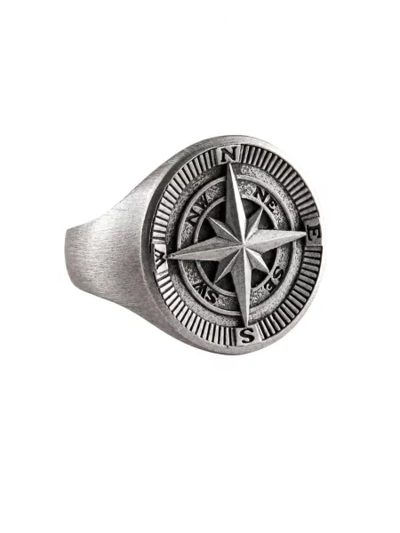 REYTEL Inele Compass Polar Star argintiu