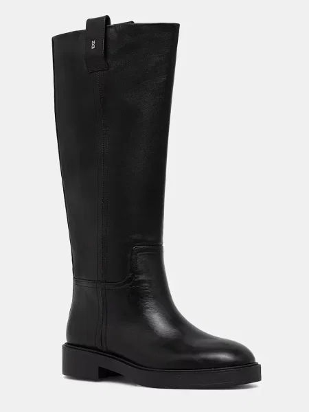 Шкіряні чоботи Nokwol Jose Black Leather на плоскому підборі Jose Black Leather чорний