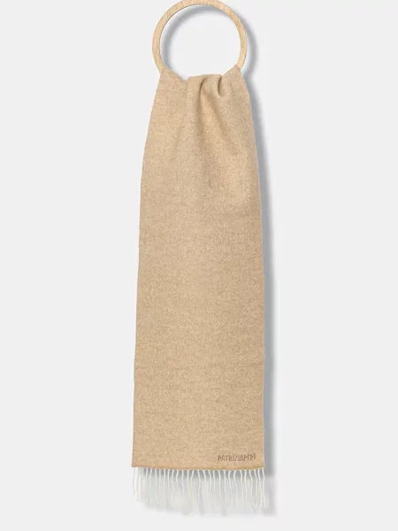 Šal s dodatkom vune Patrizia Pepe melanž bež