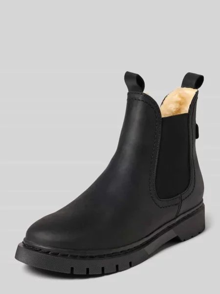 Buty chelsea ze skóry naturalnej Tamaris czarne
