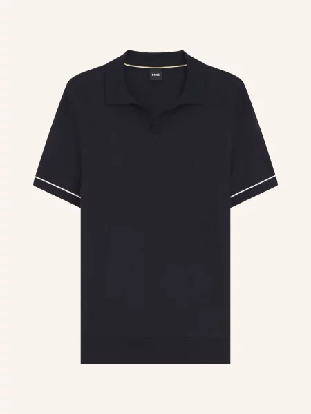 Dzianinowa koszulka polo Boss niebieska