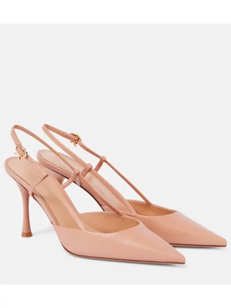 Usnjene salonarji Gianvito Rossi z odprtimi petami roza