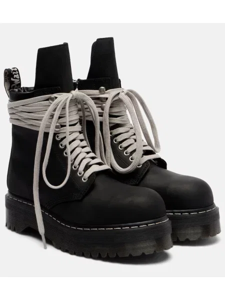 Botine Rick Owens din piele cu platformă negru