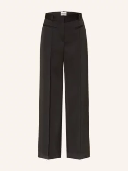 Claudie Pierlot Spodnie Marlene Z Satyny schwarz czarne