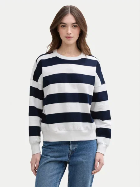 Tom Tailor Denim Mikina Tmavomodrá bílá