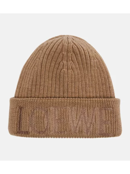 Căciulă Loewe cu broderie de lână bej