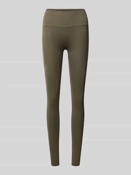 Legginsy Slim krój slim fit z nadruk z logo Asics oliwkowe