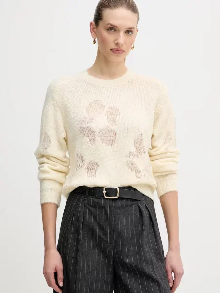 United Colors of Benetton sweter z dodatkiem wełny beżowy