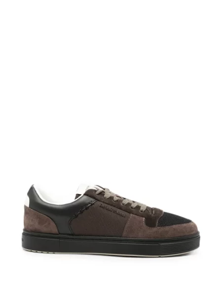 Sneakerși Emporio Armani din piele de căprioară maro